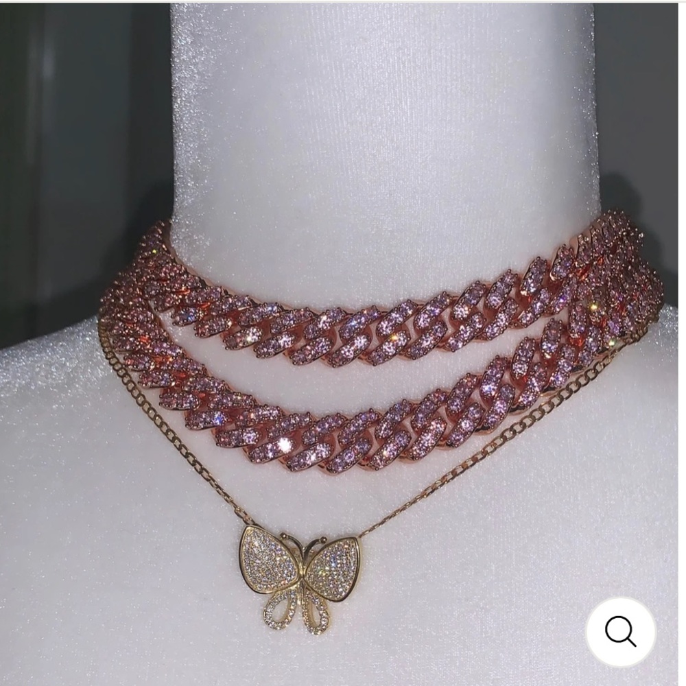 barbie pink cuban link necklace